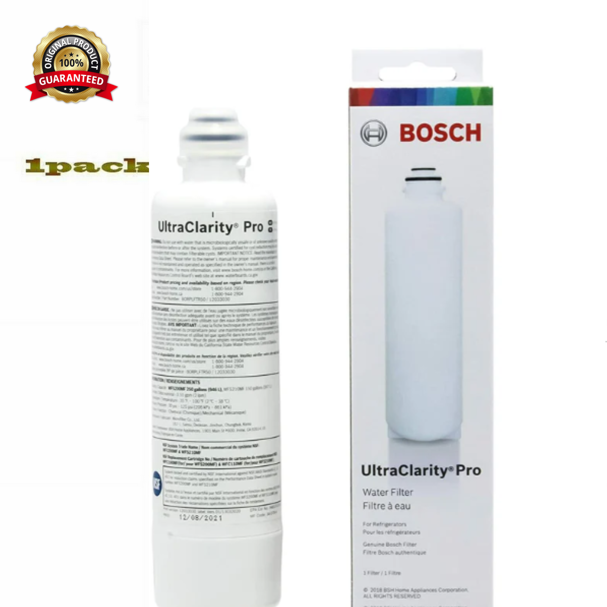 Bosch UltraClarity Pro Water Filter, BORPLFTR50,BORPLFTR55, RA450022, REPLFLTR55 Replacement/Compatible