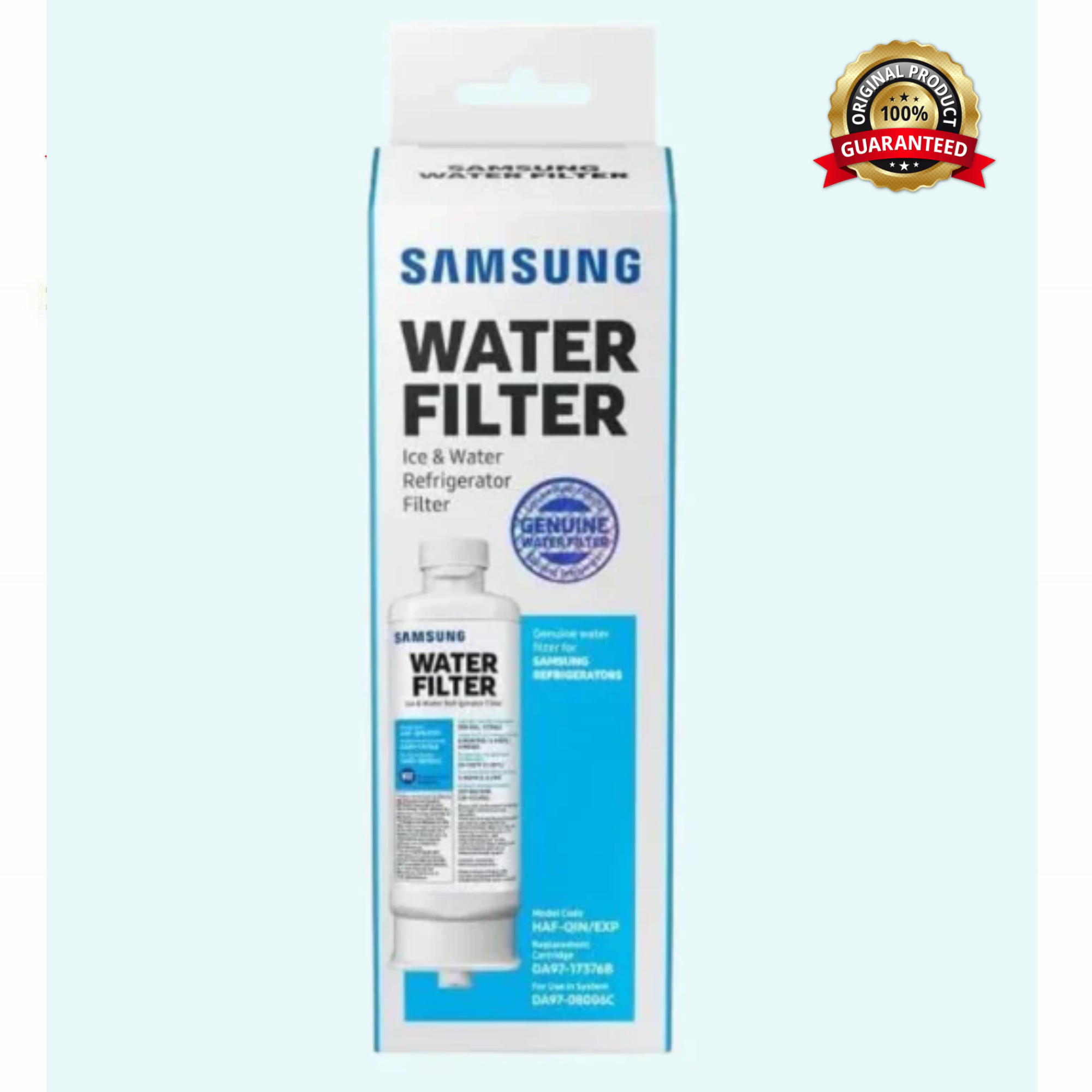 SAMSUNG DA97-17376B Genuine Filter for Refrigerator Water and Ice, Carbon Block Filtration, HAF-QIN/EXP