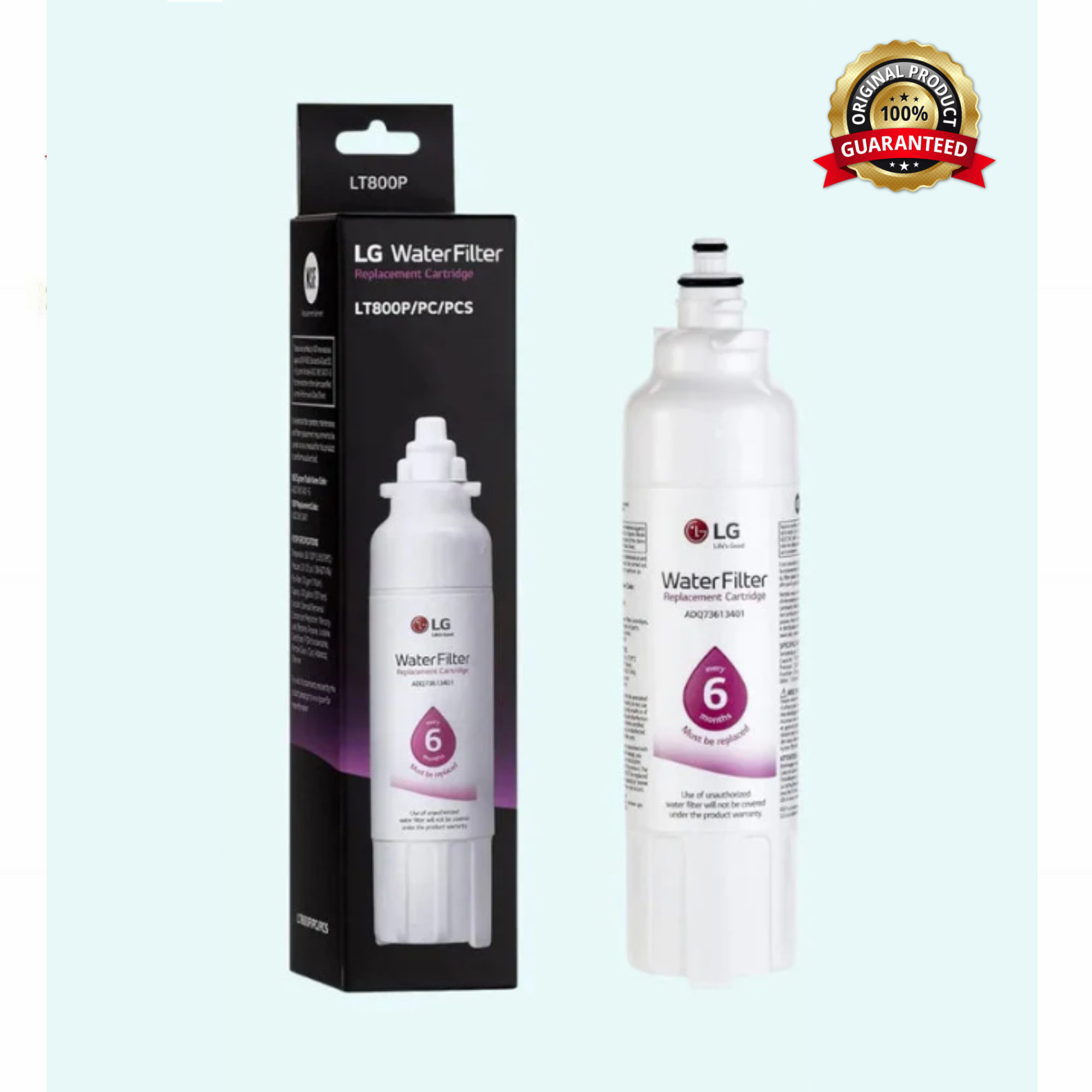 Genuine LG LT800P- 6 Month / 200 Gallon Capacity Replacement Refrigerator Water Filter (NSF42 and NSF53) ADQ73613401, ADQ73613408, or ADQ75795104 , White