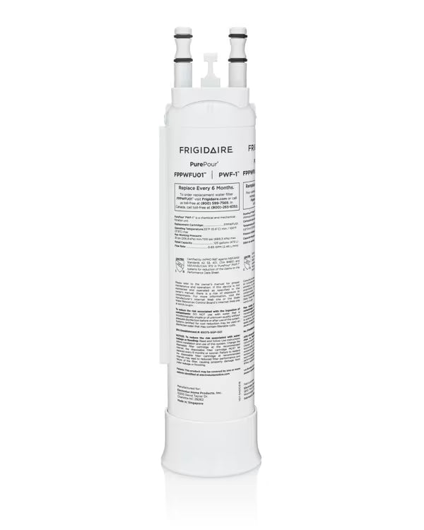Frigidaire PurePour™ Water and Ice Refrigerator Filter PWF-1 (FPPWFU01) – OEM Replacement Filter for Select Frigidaire Refrigerators (White)