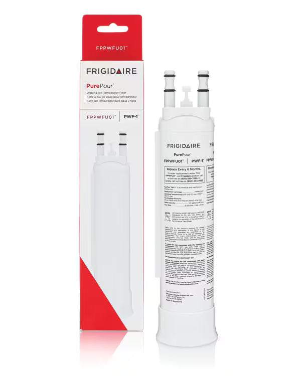 Frigidaire PurePour™ Water and Ice Refrigerator Filter PWF-1 (FPPWFU01) – OEM Replacement Filter for Select Frigidaire Refrigerators (White)