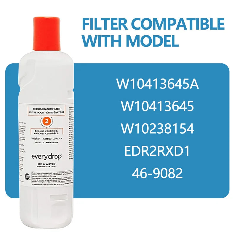 EveryDrop EDR2RXD1 Refrigerator Water Filter 2 Replacement for Whirlpool & KitchenAid – 1 to 4 Pack