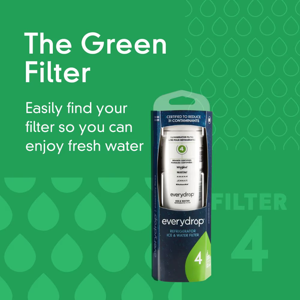 EveryDrop EDR4RXD1 Refrigerator Water Filter Replacement for Whirlpool Maytag KitchenAid – 1 to 4 Pack