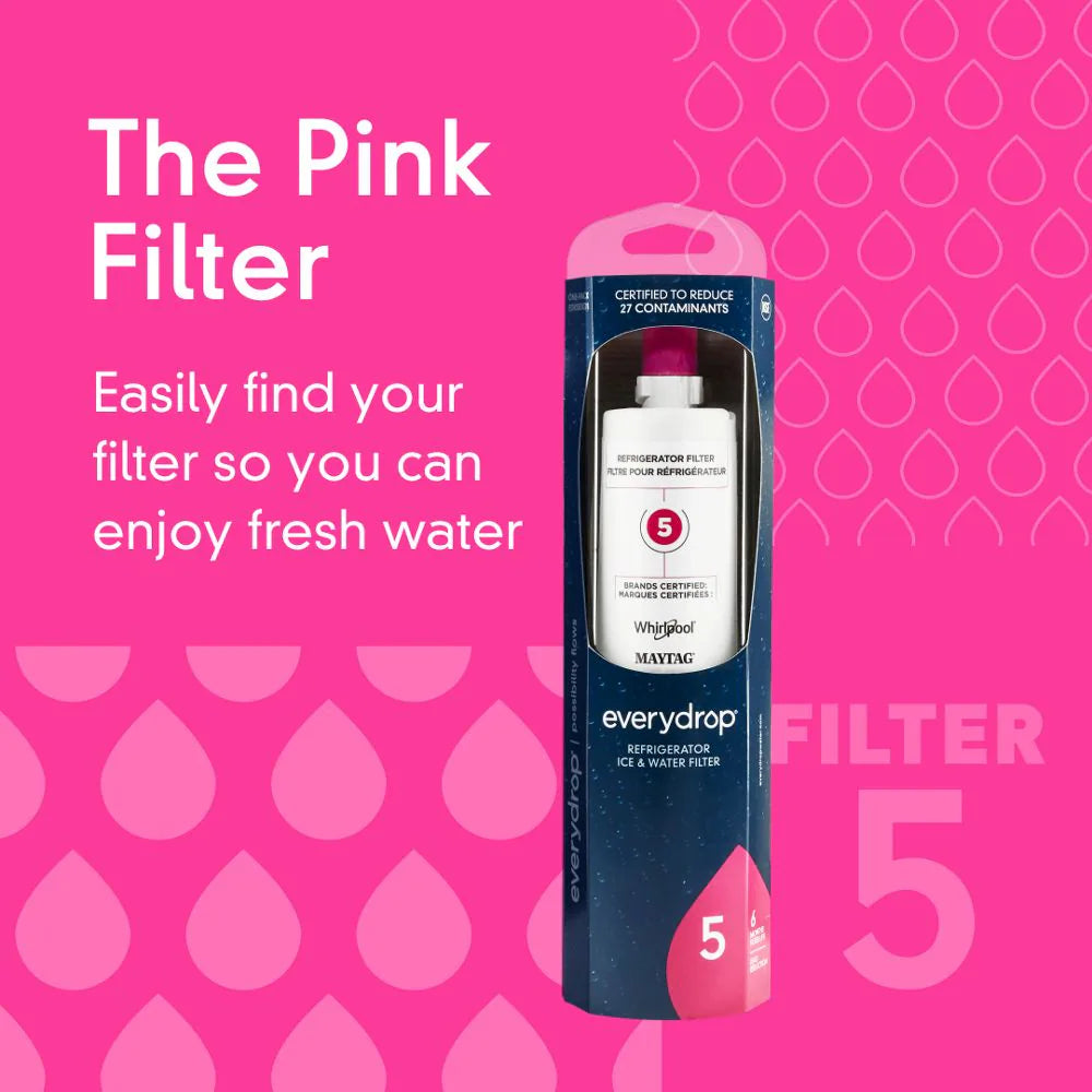 EveryDrop EDR5RXD1 Refrigerator Water Filter Replacement for Whirlpool & Maytag – 1 to 4 Pack