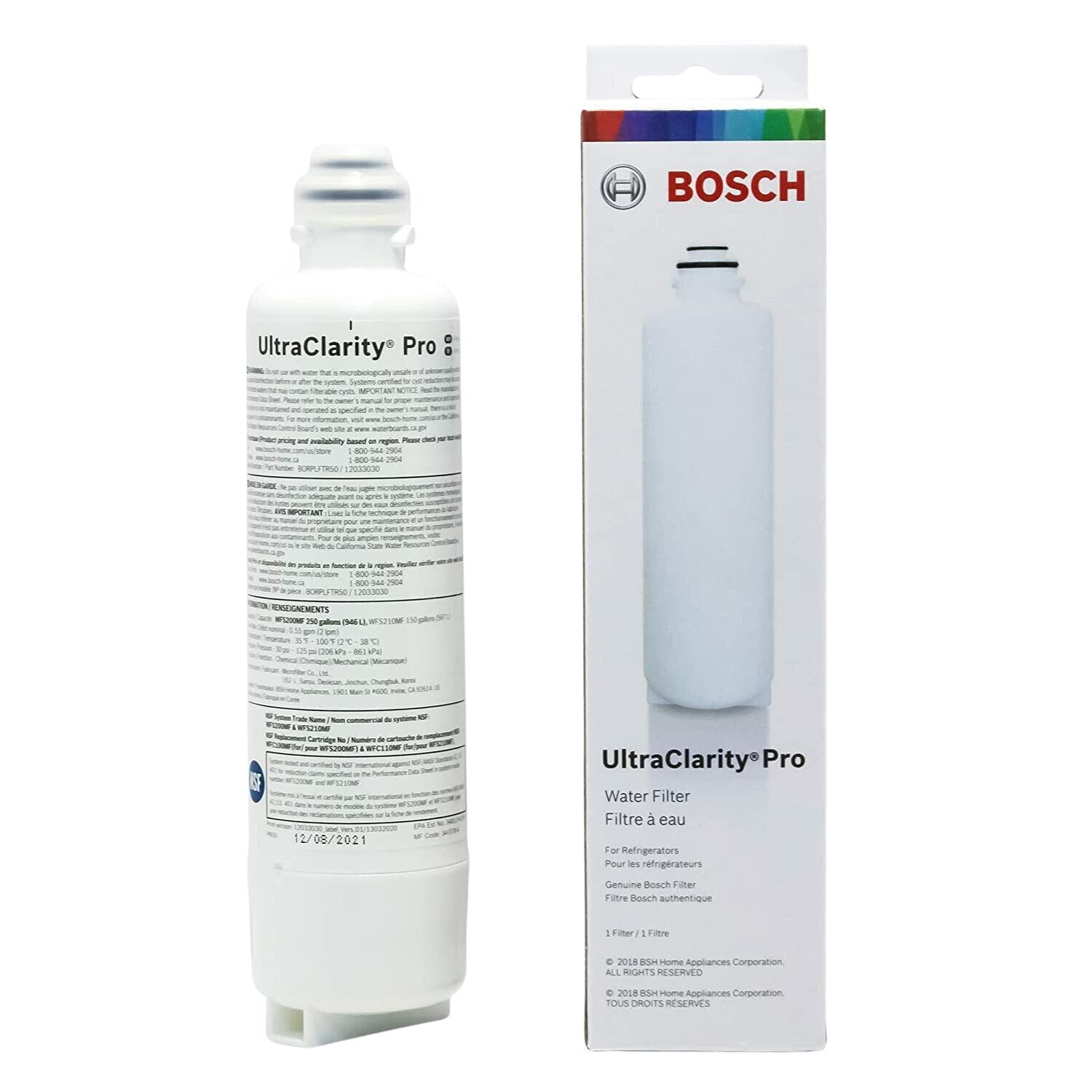 Bosch UltraClarity Pro Water Filter, BORPLFTR50,BORPLFTR55, RA450022, REPLFLTR55 Replacement/Compatible